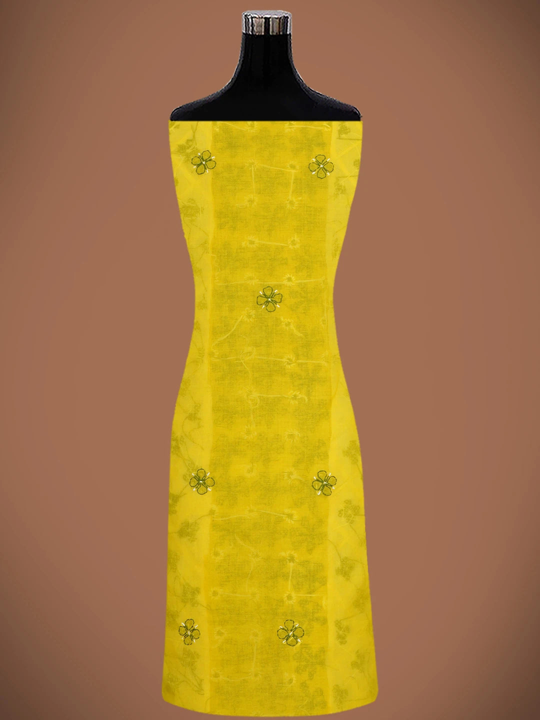 Ada Hand Embroidered Yellow & White Cotton Lucknowi Chikankari Unstitched Suit Piece 01A680032