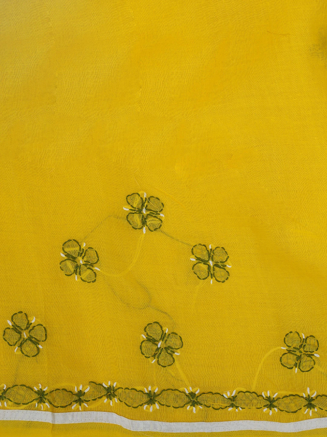 Ada Hand Embroidered Yellow & White Cotton Lucknowi Chikankari Unstitched Suit Piece 01A680032