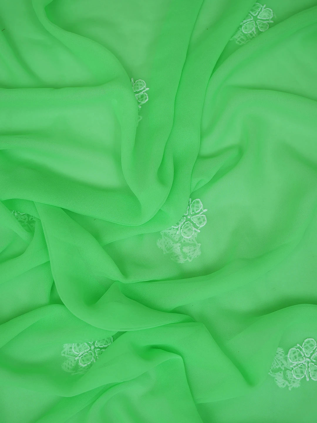 Ada Hand Embroidered Green Georgette Lucknowi Chikankari Unstitched Suit Piece 01A721872