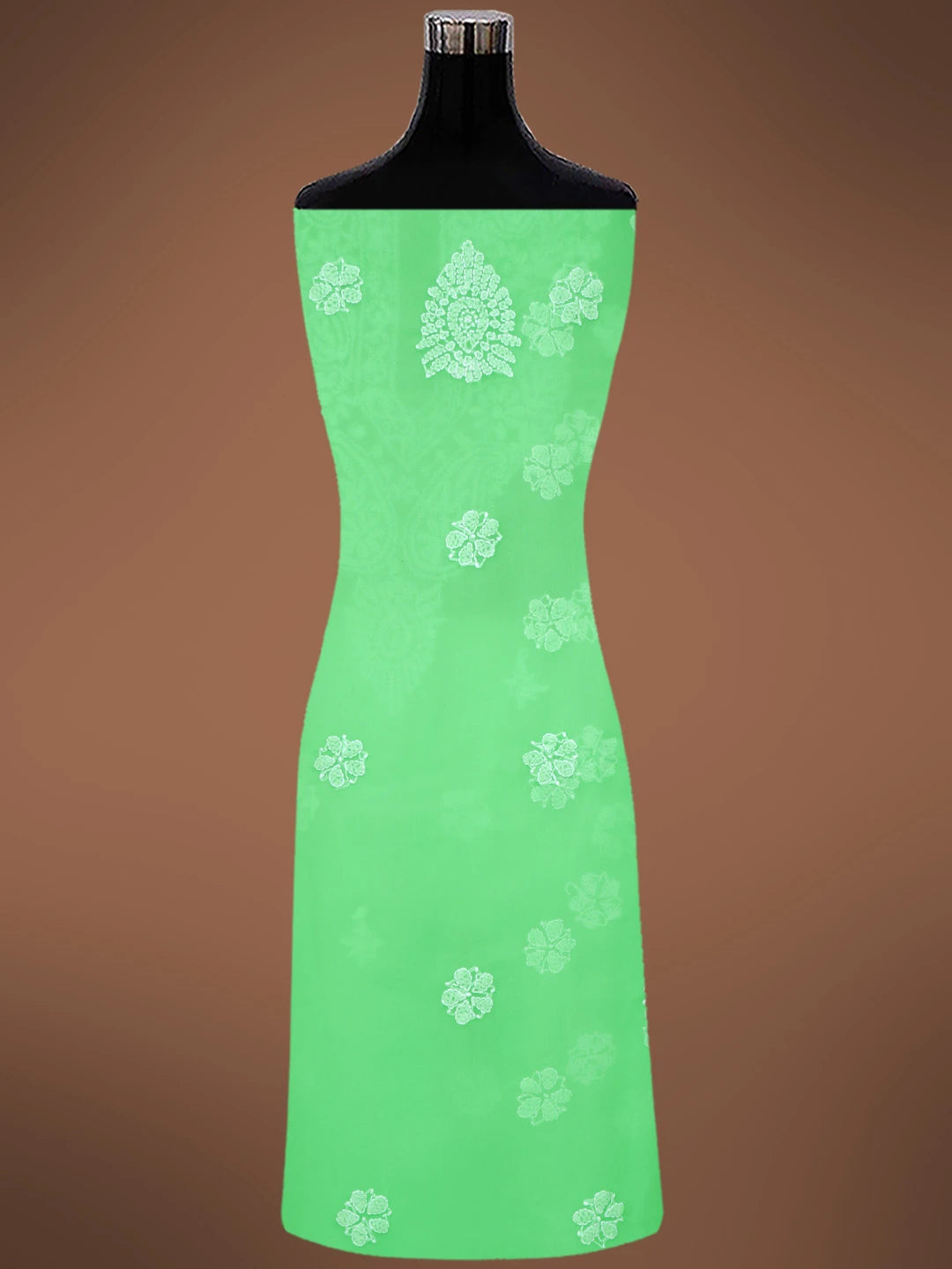 Ada Hand Embroidered Green Georgette Lucknowi Chikankari Unstitched Suit Piece 01A721872