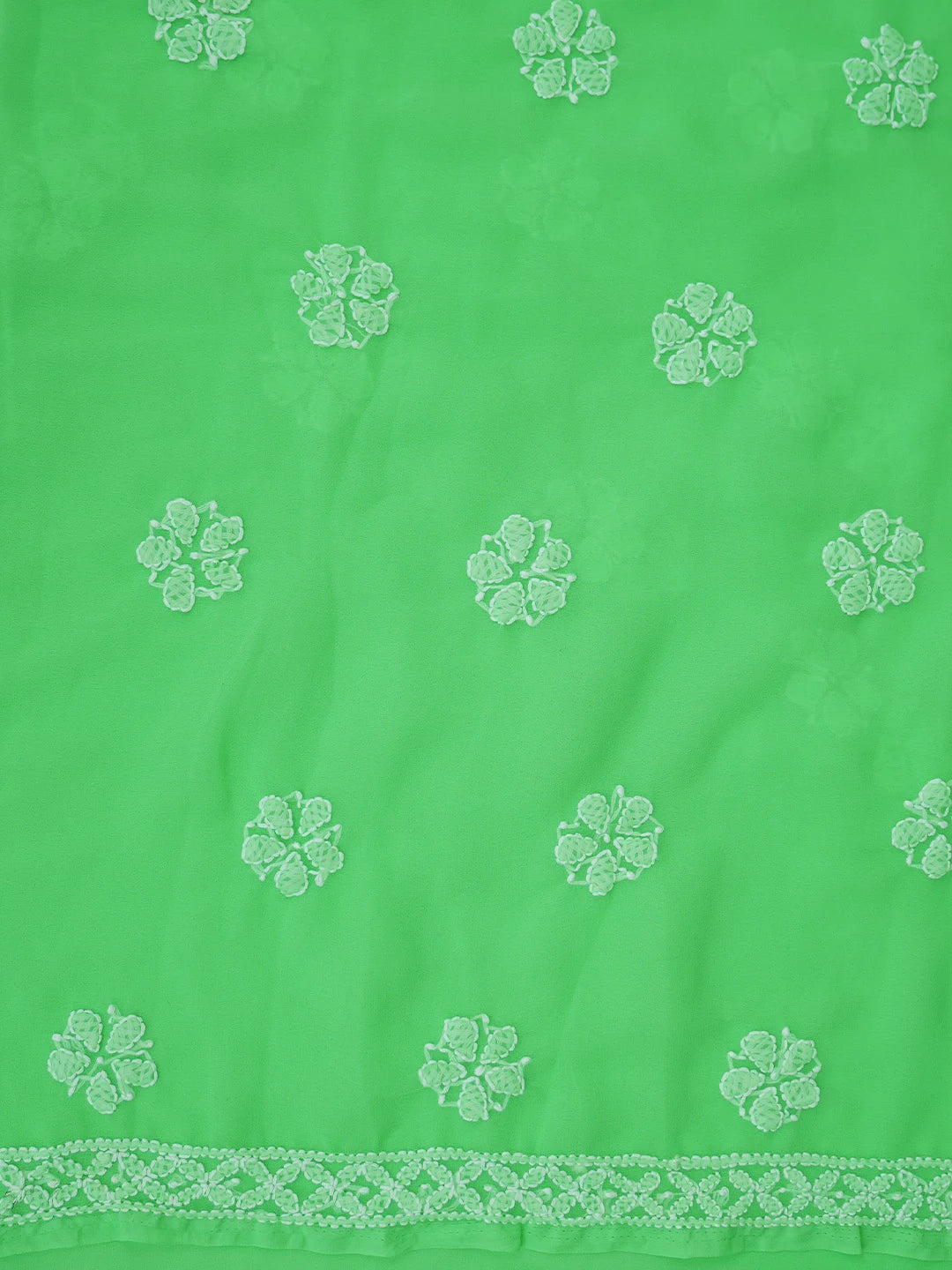 Ada Hand Embroidered Green Georgette Lucknowi Chikankari Unstitched Suit Piece 01A721872