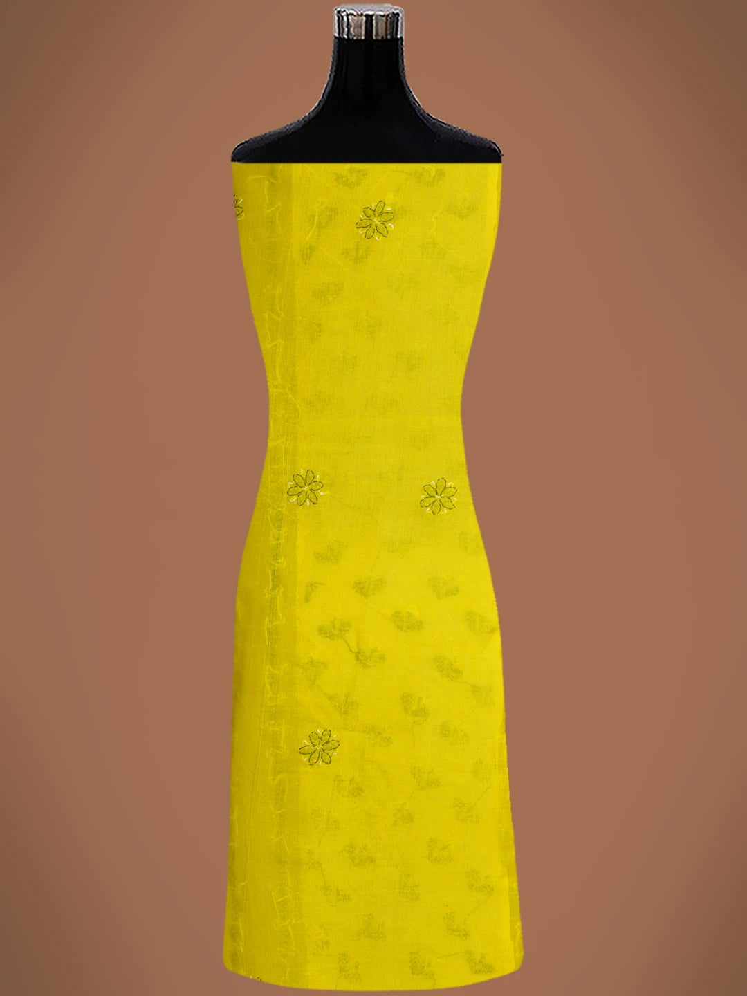 Ada Hand Embroidered Cream & Bright Yellow Cotton Lucknowi Chikankari Unstitched Suit Piece 01A680033