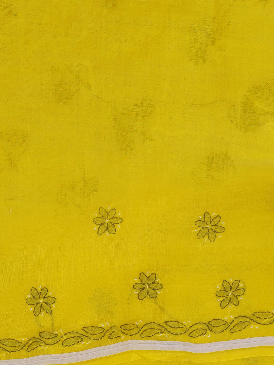 Ada Hand Embroidered Cream & Bright Yellow Cotton Lucknowi Chikankari Unstitched Suit Piece 01A680033