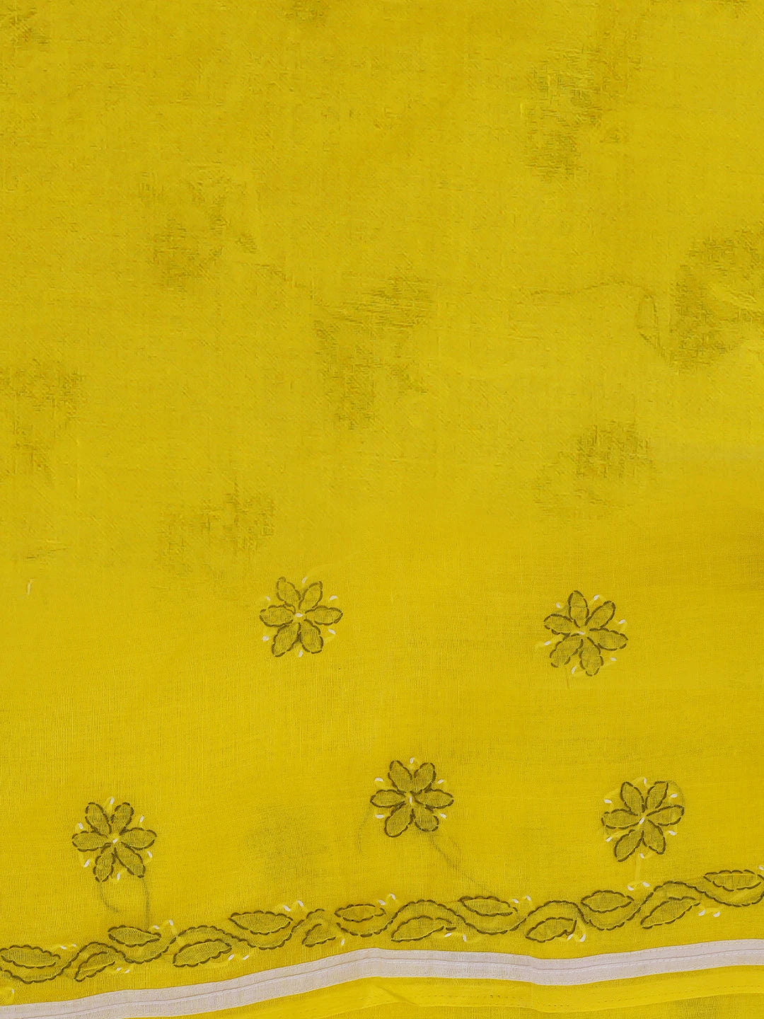 Ada Hand Embroidered Cream & Bright Yellow Cotton Lucknowi Chikankari Unstitched Suit Piece 01A680033
