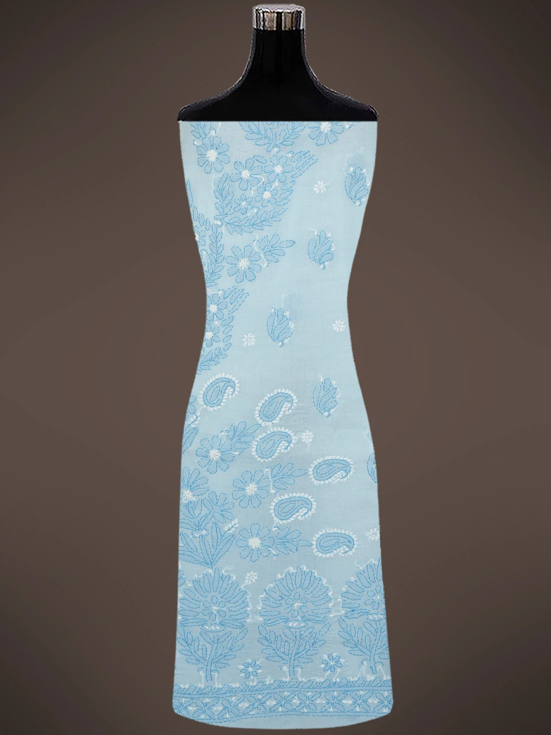 Ada Hand Embroidered Blue Cotton Lucknowi Chikankari Unstitched Suit Piece 01A713616