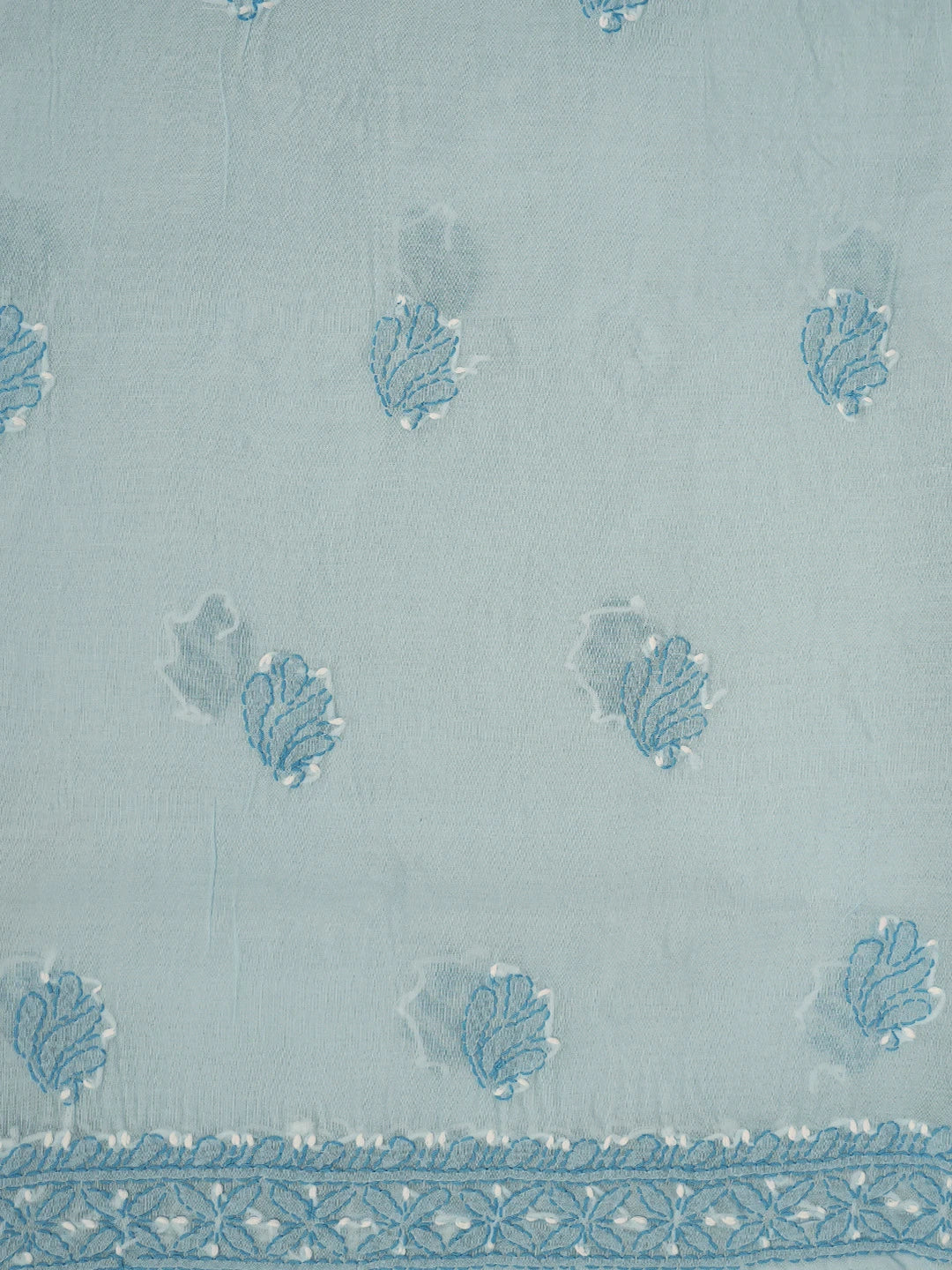 Ada Hand Embroidered Blue Cotton Lucknowi Chikankari Unstitched Suit Piece 01A713616