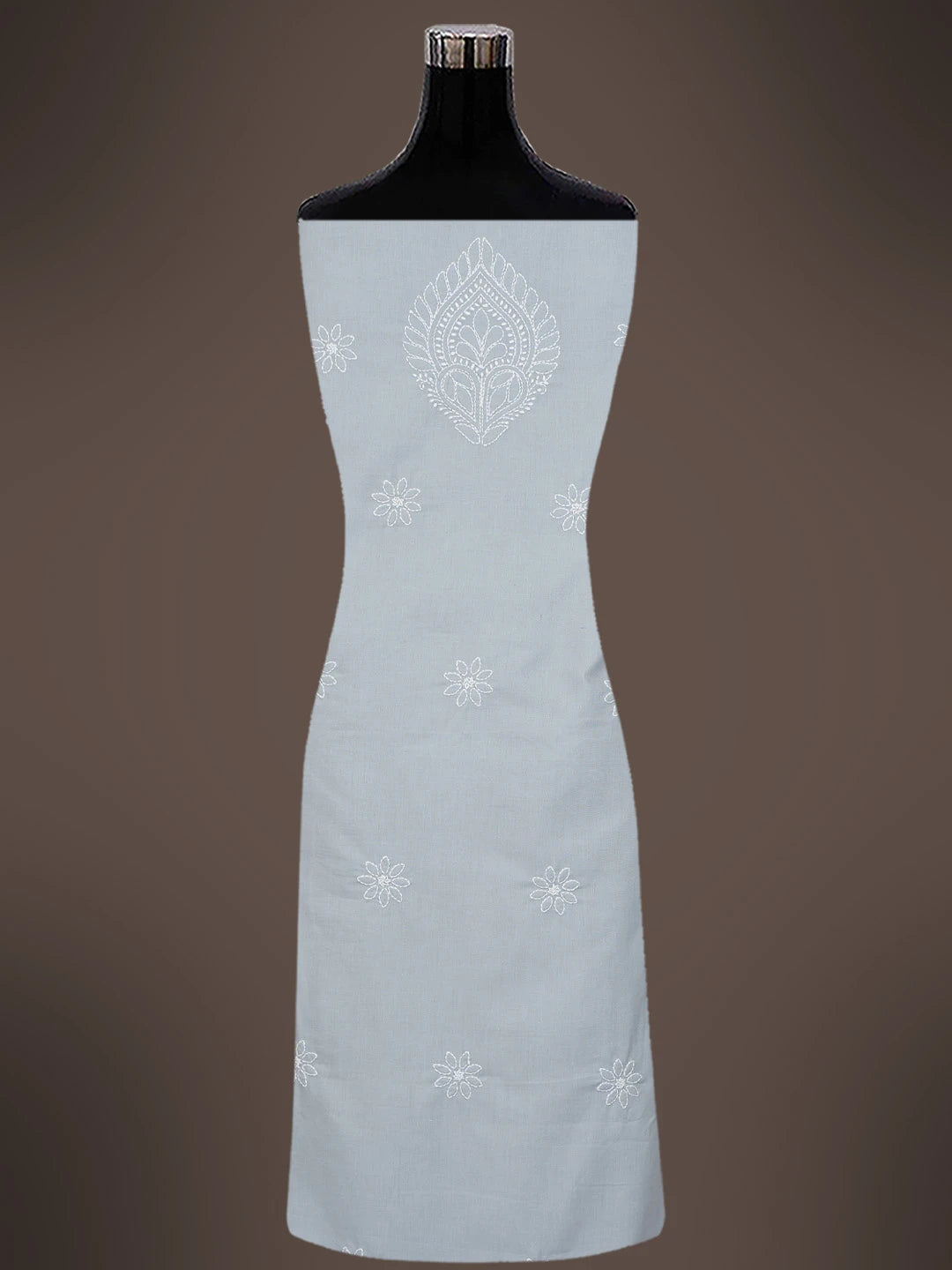 Ada Hand Embroidered Grey Cotton Lucknowi Chikankari Unstitched Suit Piece 01A710183