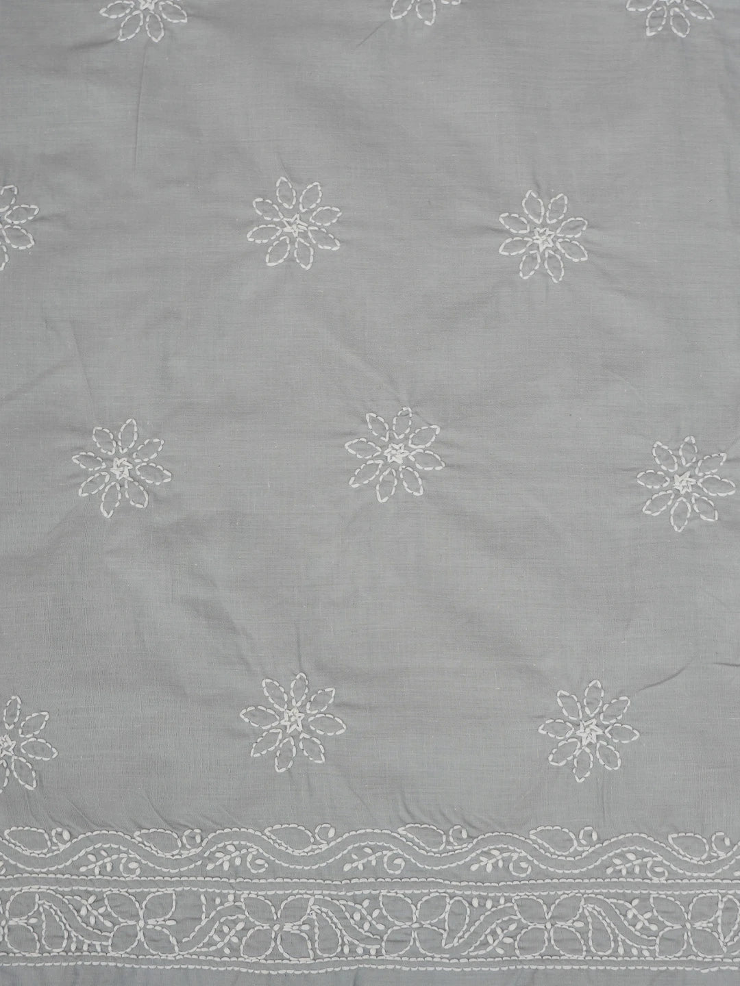 Ada Hand Embroidered Grey Cotton Lucknowi Chikankari Unstitched Suit Piece 01A710183