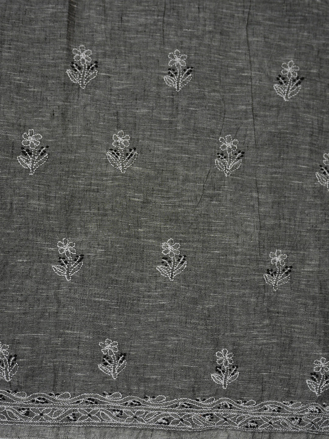 Ada Hand Embroidered Grey Linen Lucknowi Chikankari Unstitched Suit Piece 01A679069