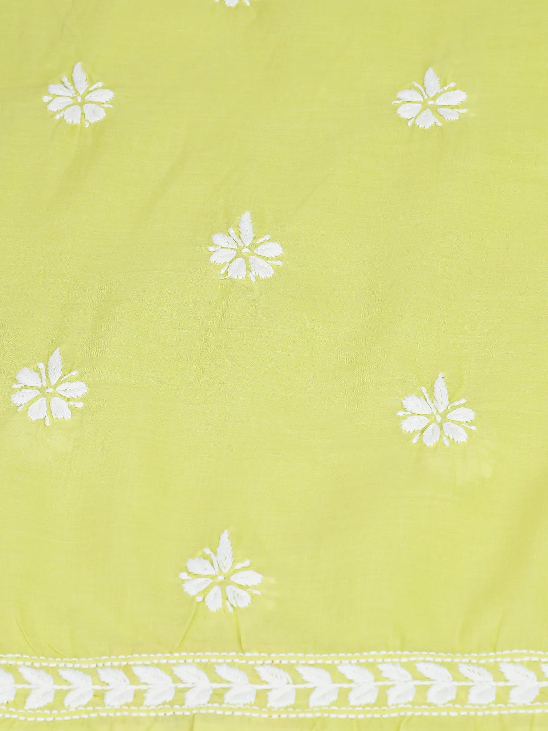 Ada Hand Embroidered Lime Green Cotton Lucknowi Chikankari Unstitched Kurta Piece 01A718451