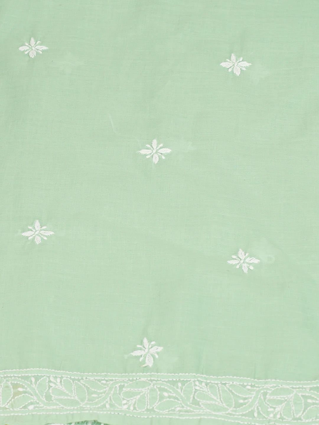 Ada Hand Embroidered Sea Green Cotton Lucknowi Chikankari Unstitched Kurta Piece 01A718497
