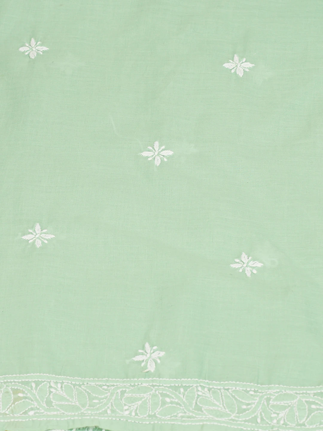 Ada Hand Embroidered Sea Green Cotton Lucknowi Chikankari Unstitched Kurta Piece 01A718497