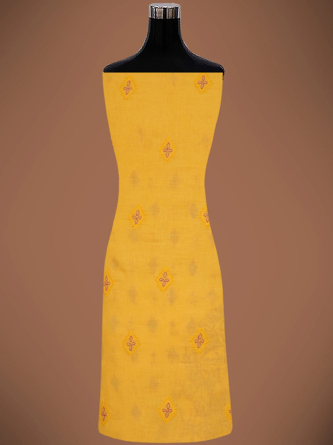 Ada Hand Embroidered Mustard Cotton Lucknowi Chikankari Unstitched Suit Piece 01A373543