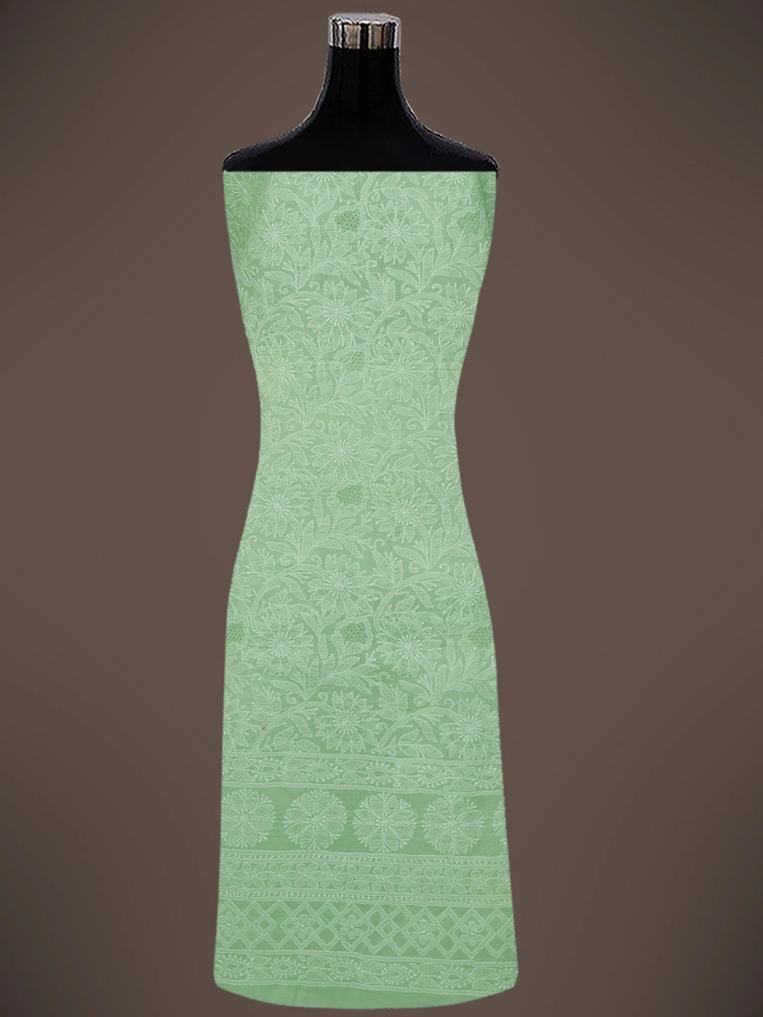 Ada Hand Embroidered Pista Green Cotton Lucknowi Chikankari Unstitched Suit Piece 01A723905