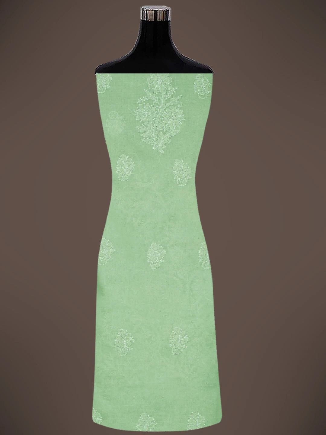 Ada Hand Embroidered Pista Green Cotton Lucknowi Chikankari Unstitched Suit Piece 01A723905