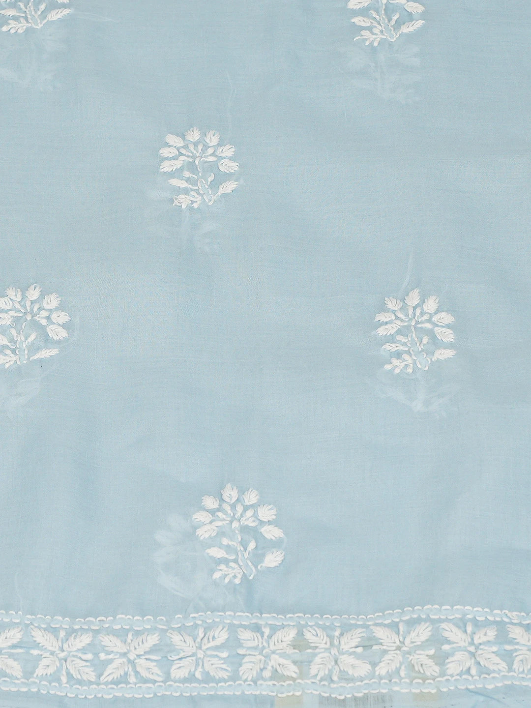 Ada Hand Embroidered Baby Blue Cotton Lucknowi Chikankari Unstitched Kurta Piece 01A718470