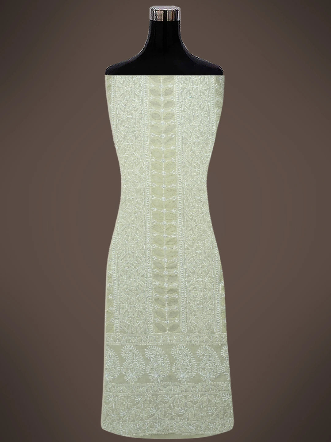 Ada Hand Embroidered Beige Cotton Lucknowi Chikankari Unstitched Suit Piece 01A723990