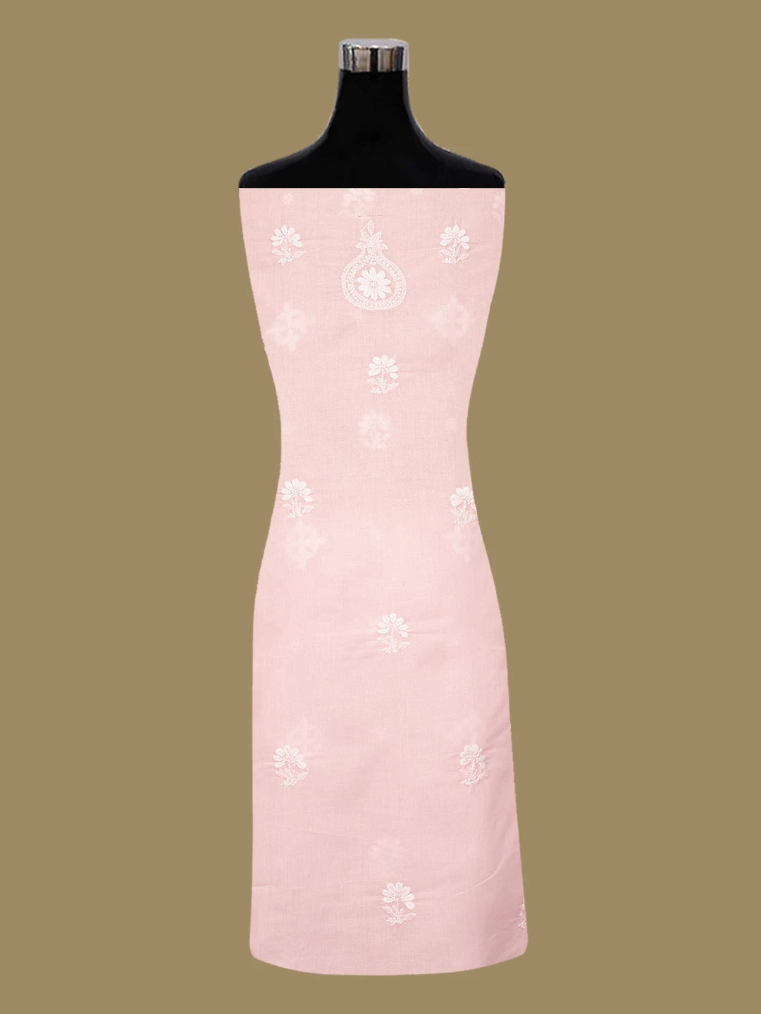 Ada Hand Embroidered Pink Cotton Lucknowi Chikankari Unstitched Kurta Piece 01A718499