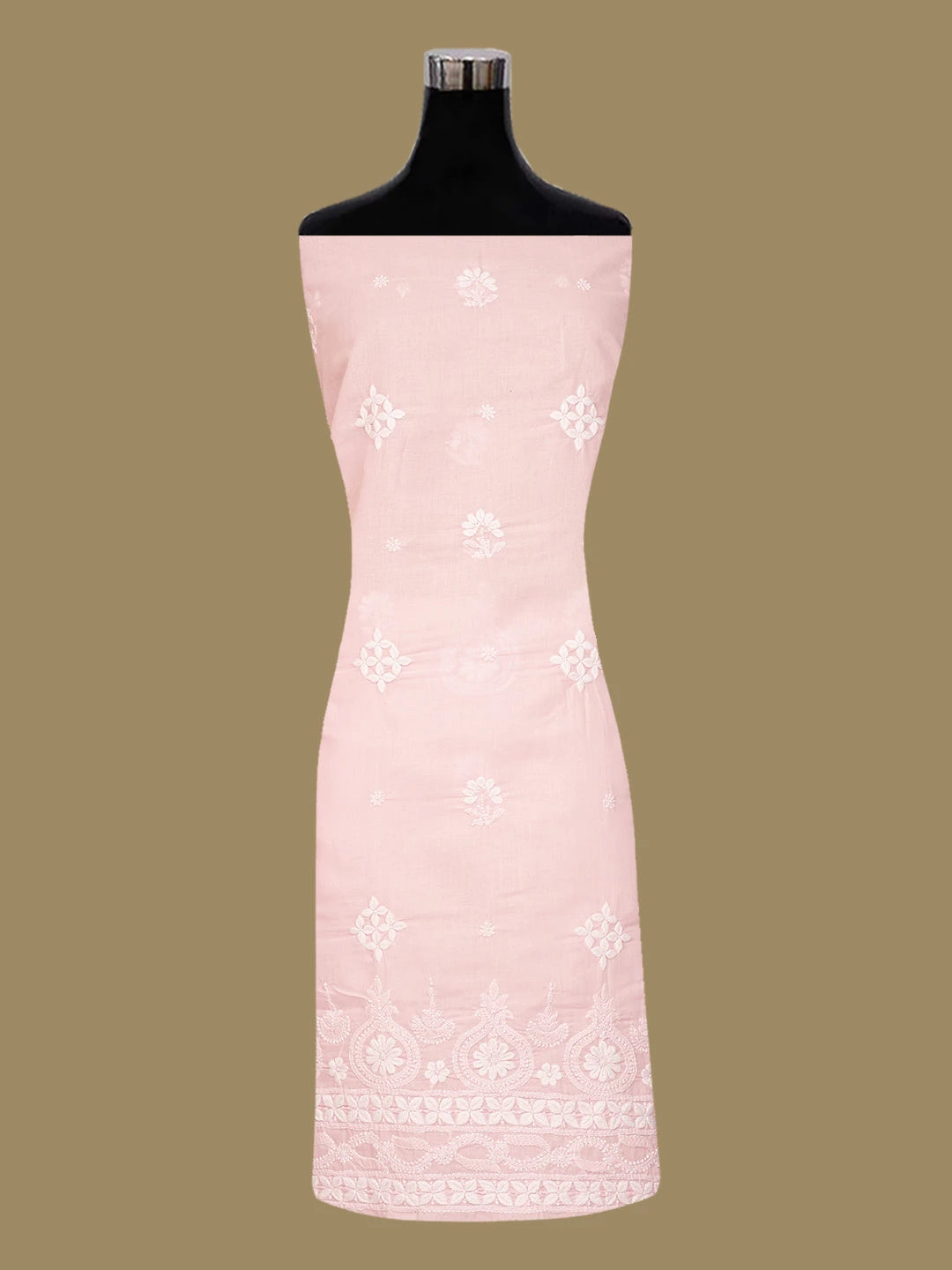 Ada Hand Embroidered Pink Cotton Lucknowi Chikankari Unstitched Kurta Piece 01A718499
