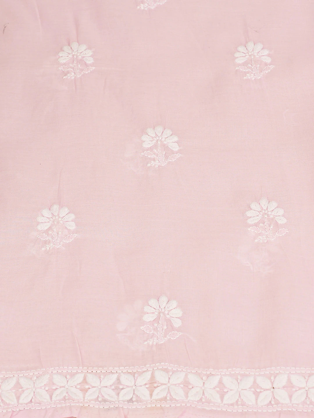 Ada Hand Embroidered Pink Cotton Lucknowi Chikankari Unstitched Kurta Piece 01A718499