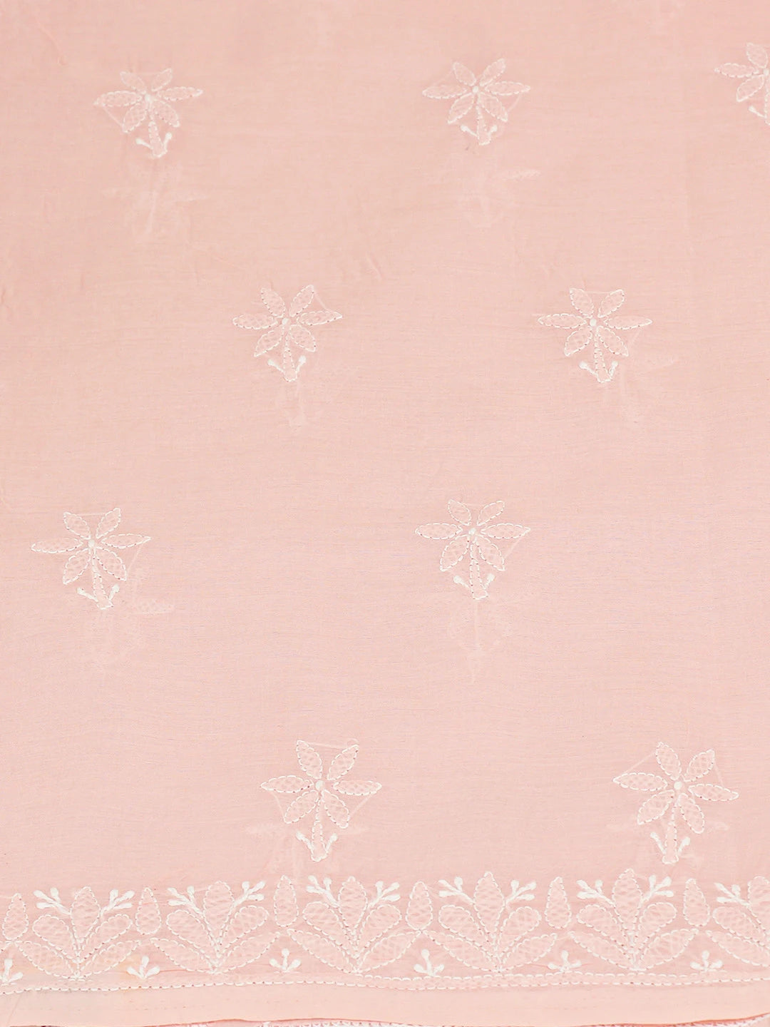 Ada Hand Embroidered Peach Cotton Lucknowi Chikankari Unstitched Kurta Piece 01A734689