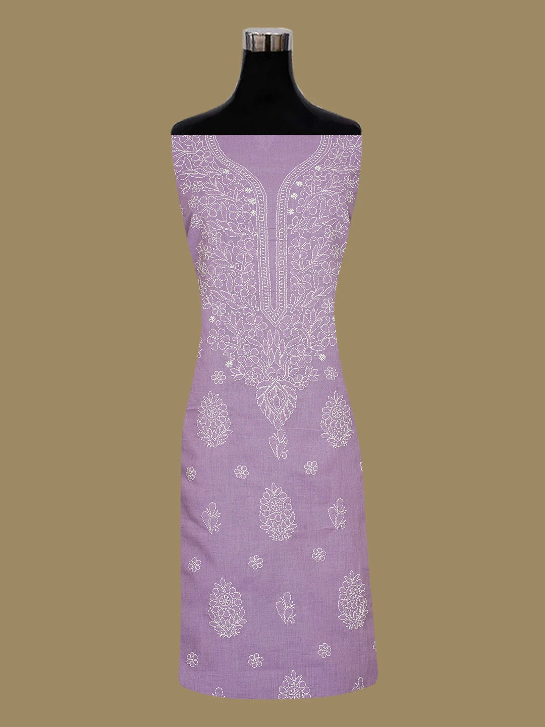 Ada Hand Embroidered Mauve Cotton Lucknowi Chikankari Unstitched Kurta Piece 01A704012