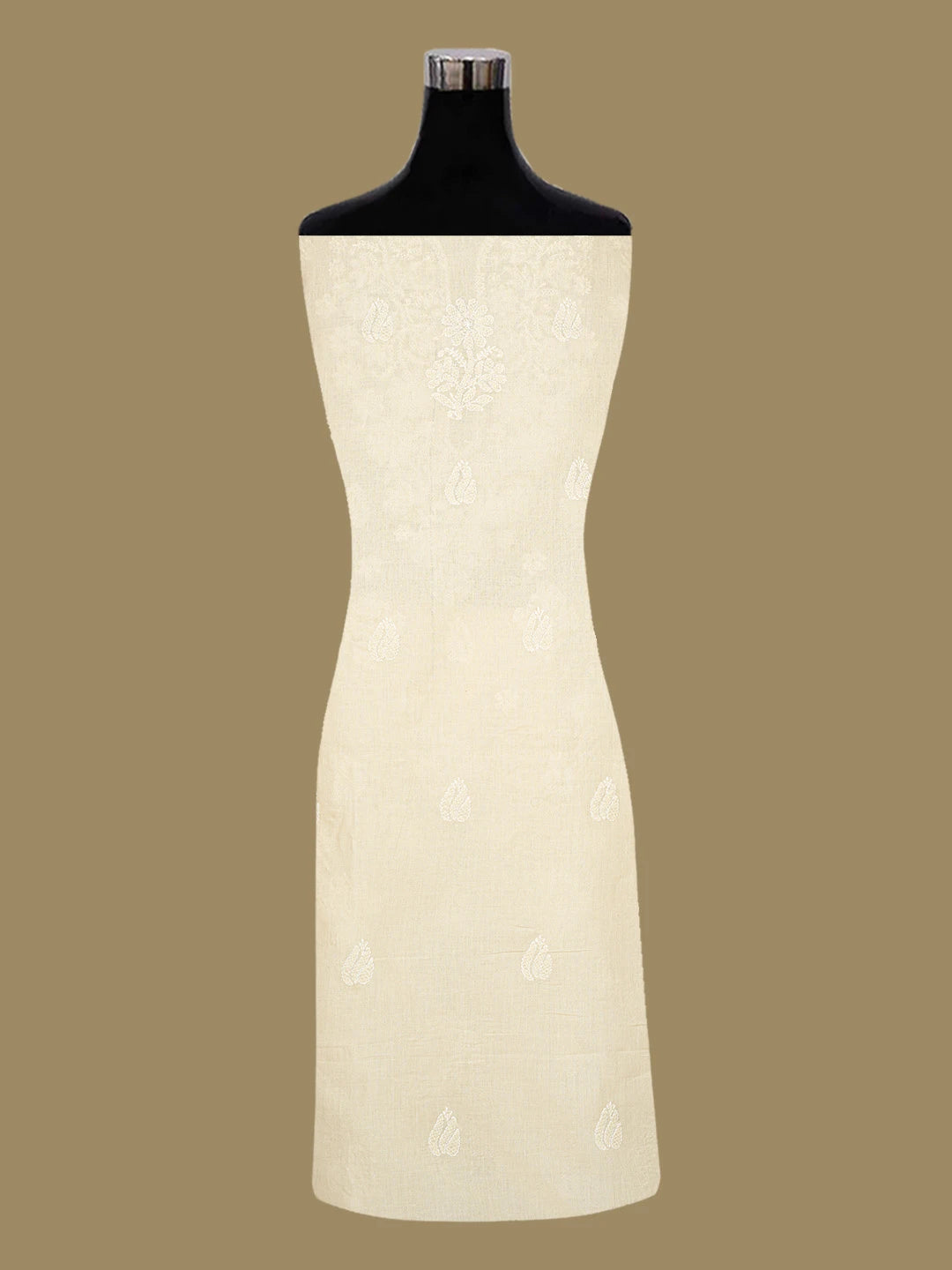Ada Hand Embroidered Beige Cotton Lucknowi Chikankari Unstitched Kurta Piece 01A725154