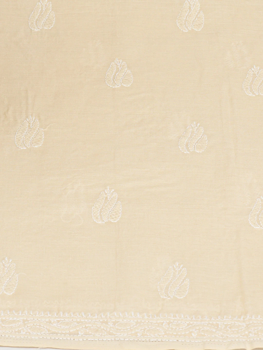 Ada Hand Embroidered Beige Cotton Lucknowi Chikankari Unstitched Kurta Piece 01A725154
