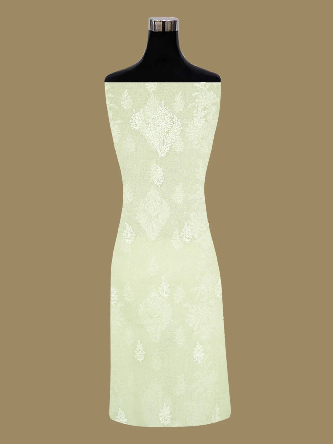 Ada Hand Embroidered Pastel Green Cotton Lucknowi Chikankari Unstitched Kurta Piece 01A734438