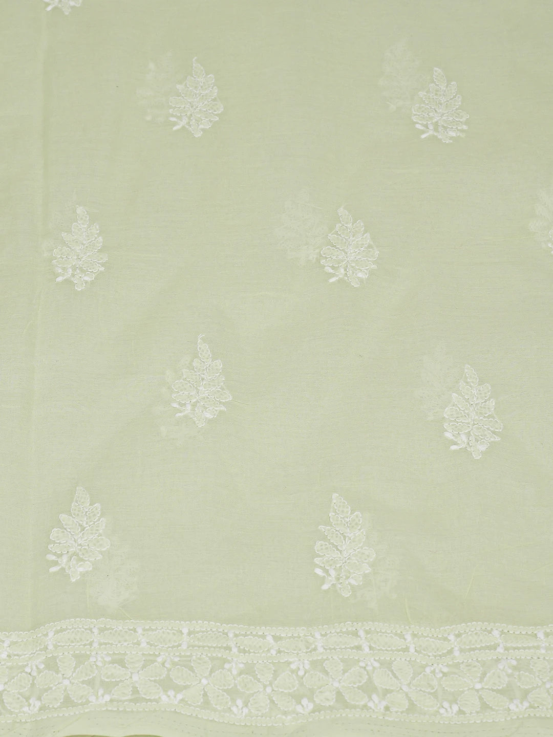 Ada Hand Embroidered Pastel Green Cotton Lucknowi Chikankari Unstitched Kurta Piece 01A734438