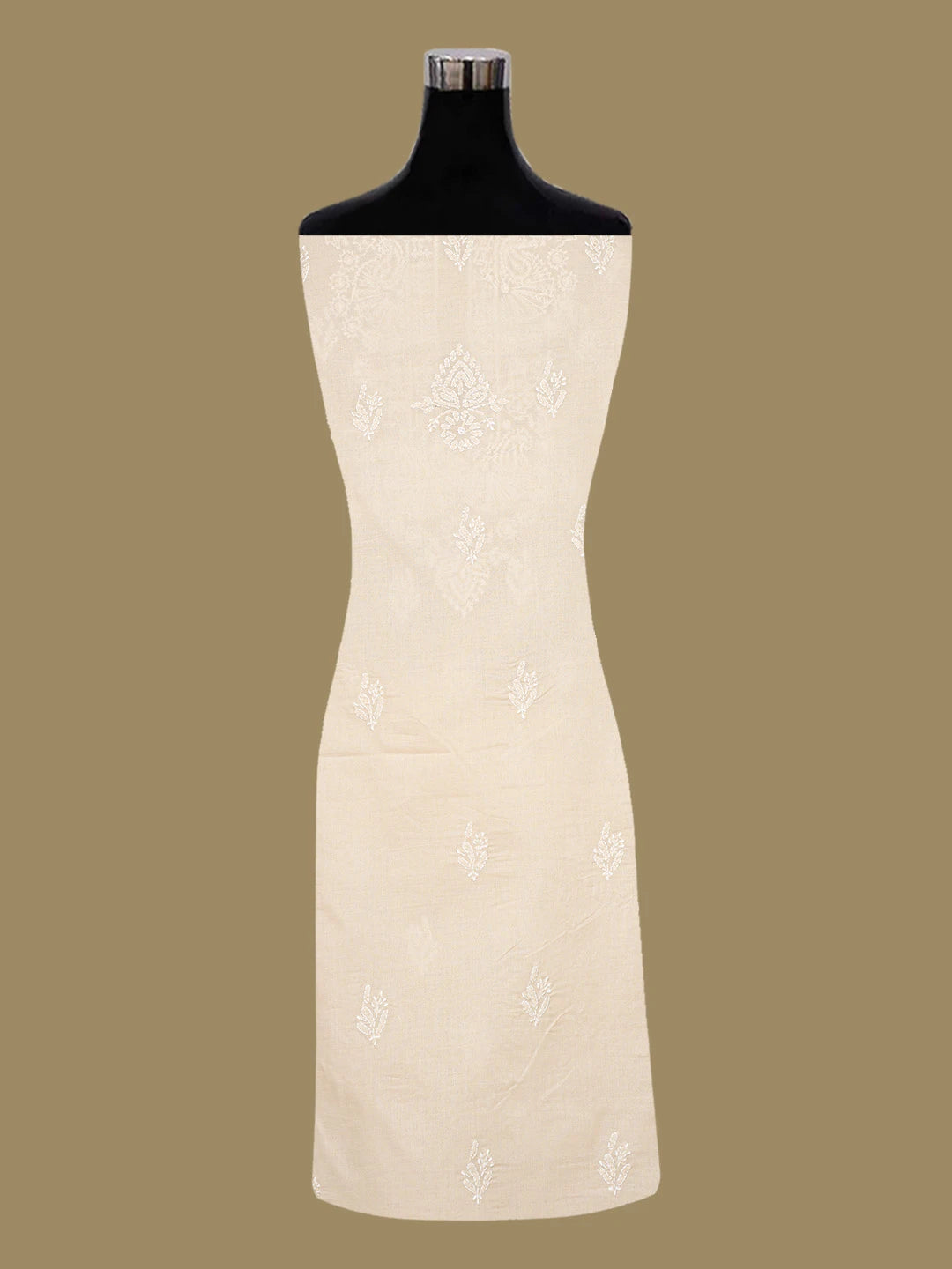 Ada Hand Embroidered Light Fawn Cotton Lucknowi Chikankari Unstitched Kurta Piece 01A712061