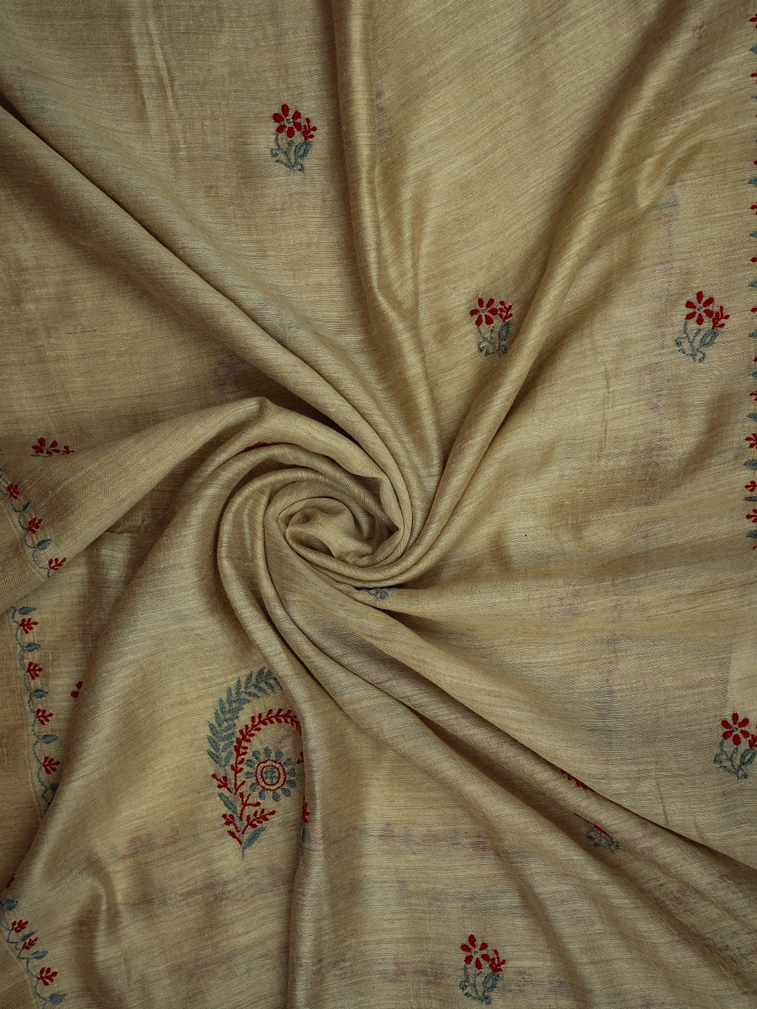 Ada Hand Embroidered Fawn Silk Lucknowi Chikankari Dupatta With Zari Work 01A256241