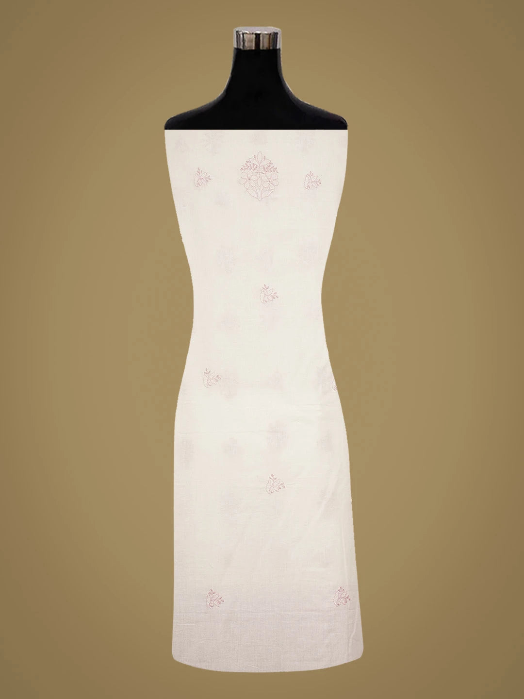 Ada Hand Embroidered White Cotton Lucknowi Chikankari Unstitched Suit Piece 01A735857