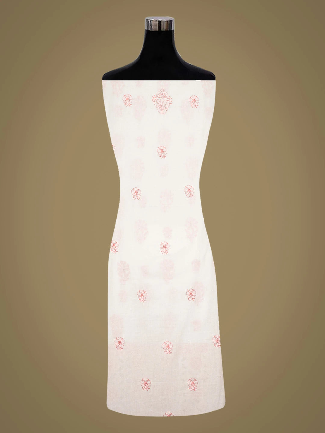 Ada Hand Embroidered White Cotton Lucknowi Chikankari Unstitched Suit Piece 01A735866