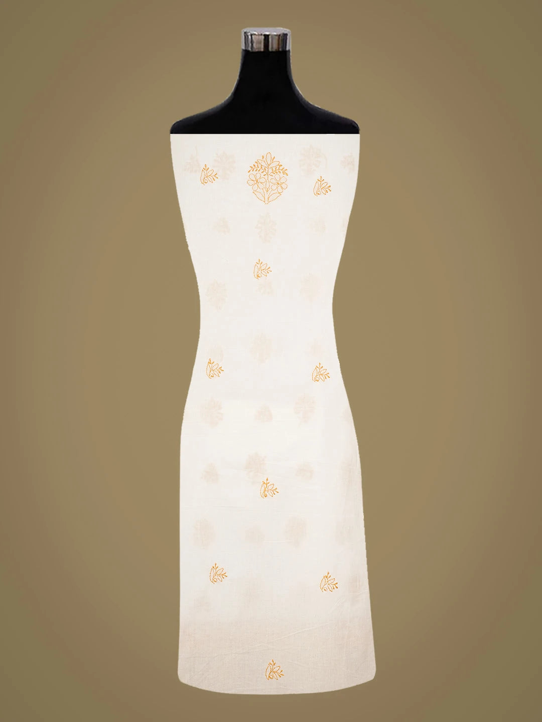 Ada Hand Embroidered White Cotton Lucknowi Chikankari Unstitched Suit Piece 01A735861