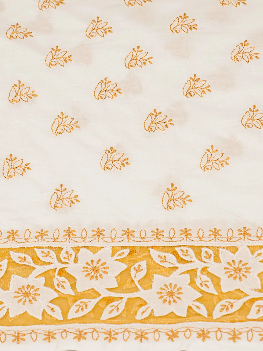 Ada Hand Embroidered White Cotton Lucknowi Chikankari Unstitched Suit Piece 01A735861