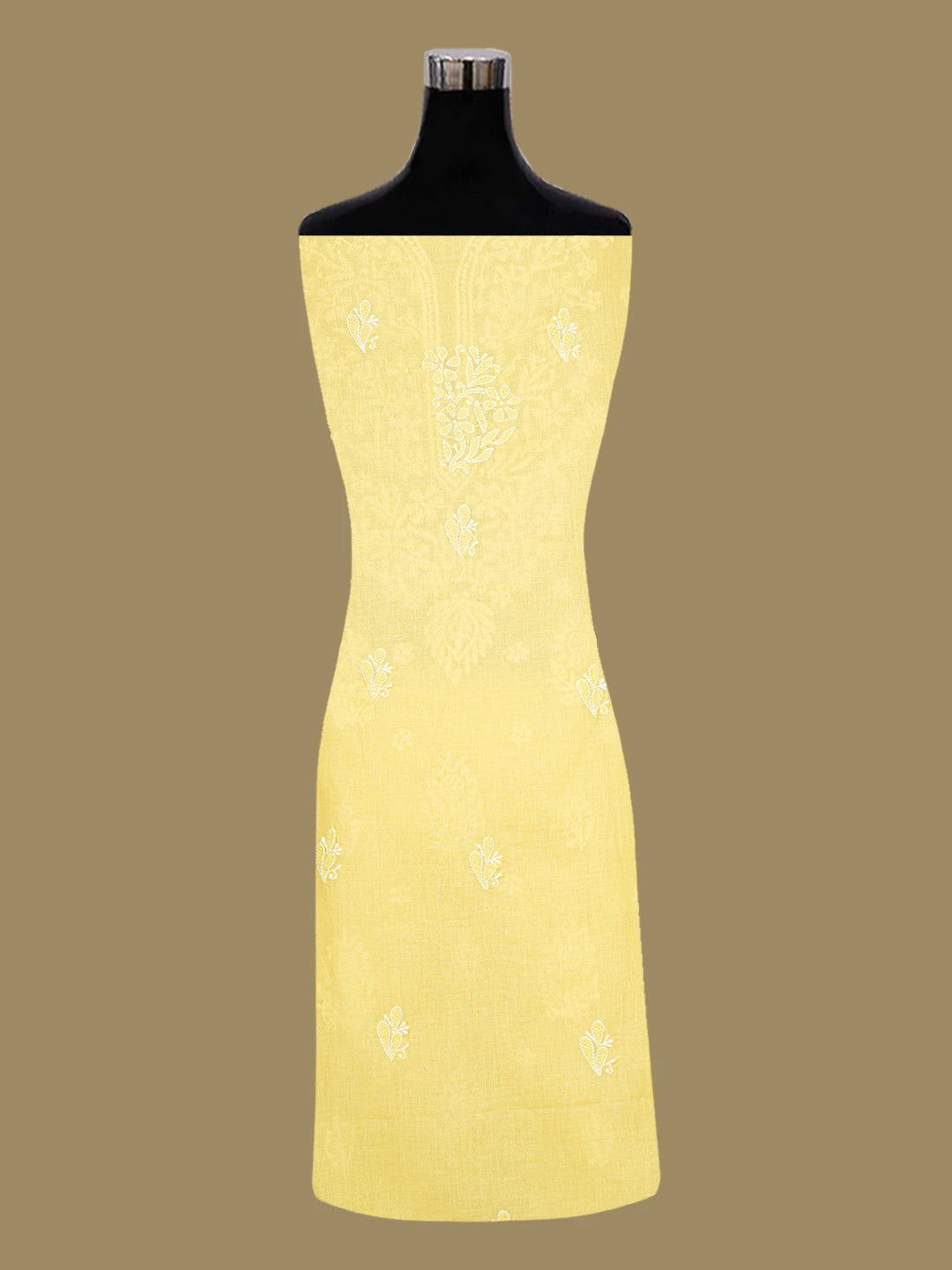 Ada Hand Embroidered Yellow Cotton Lucknowi Chikankari Unstitched Kurta Piece 01A724759