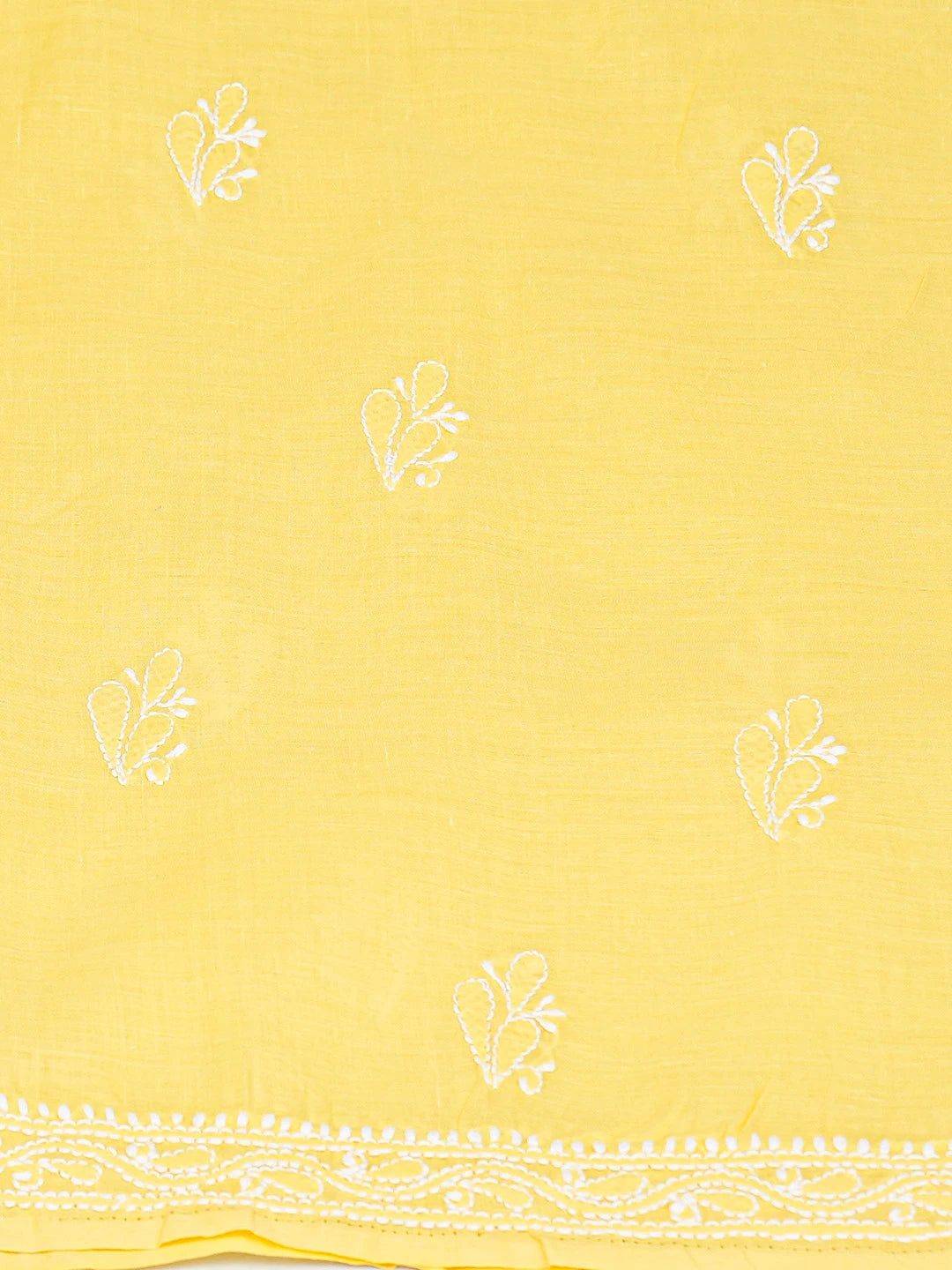 Ada Hand Embroidered Yellow Cotton Lucknowi Chikankari Unstitched Kurta Piece 01A724759