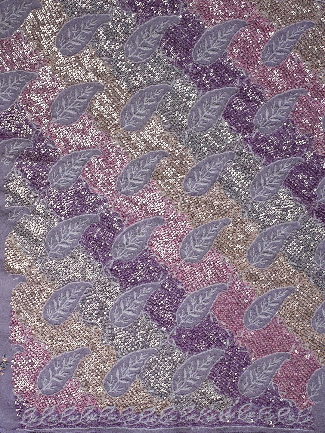 Ada Hand Embroidered Mauve Pure Georgette Lucknowi Chikankari Unstitched Kurta Dupatta Set With Sequinned Work 01A635927