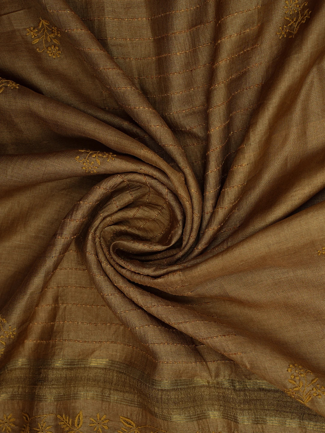 Ada Hand Embroidered Brown Silk Lucknowi Chikankari Dupatta 01A694060