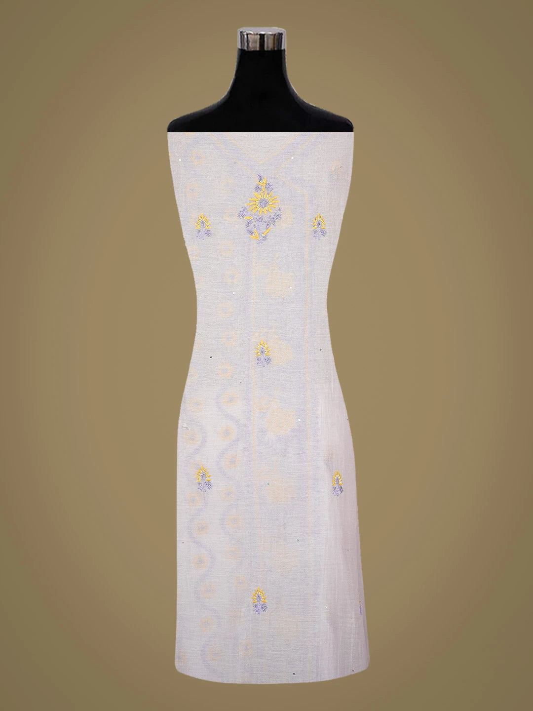 Ada Hand Embroidered Lavender Chanderi Lucknowi Chikankari Unstitched Kurta Dupatta Set With Sequins Work 01A642999