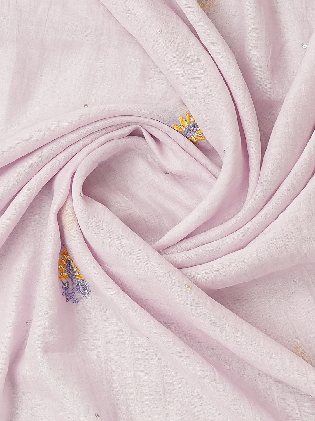 Ada Hand Embroidered Lavender Chanderi Lucknowi Chikankari Unstitched Kurta Dupatta Set With Sequins Work 01A642999