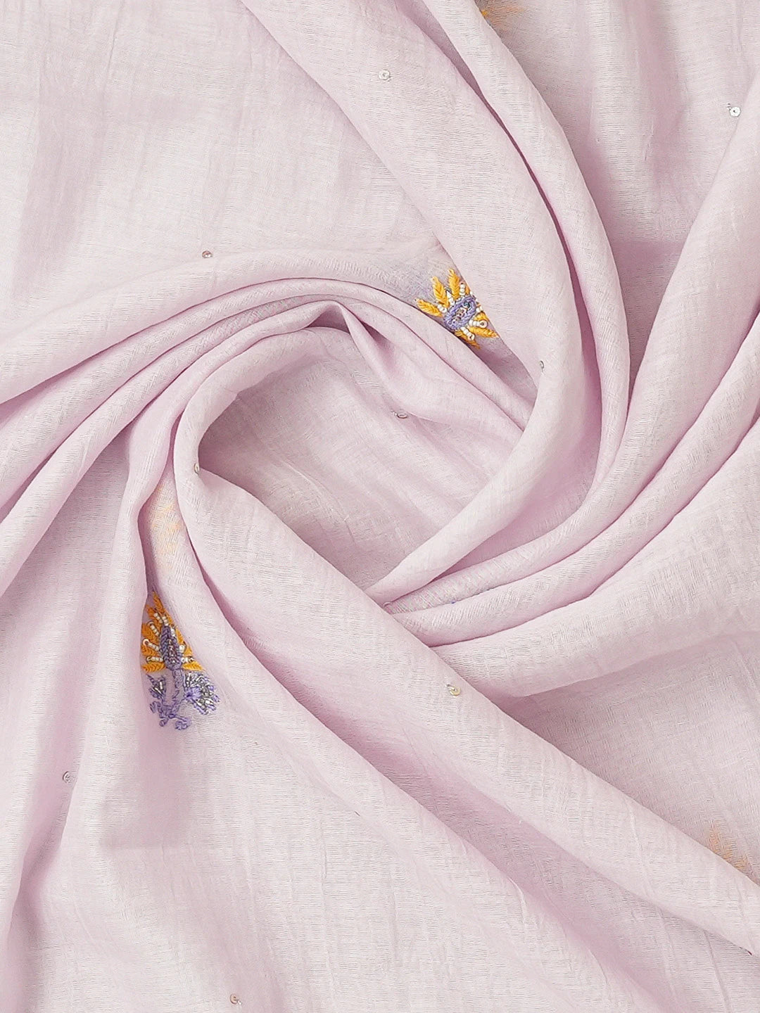 Ada Hand Embroidered Lavender Chanderi Lucknowi Chikankari Unstitched Kurta Dupatta Set With Sequins Work 01A642999