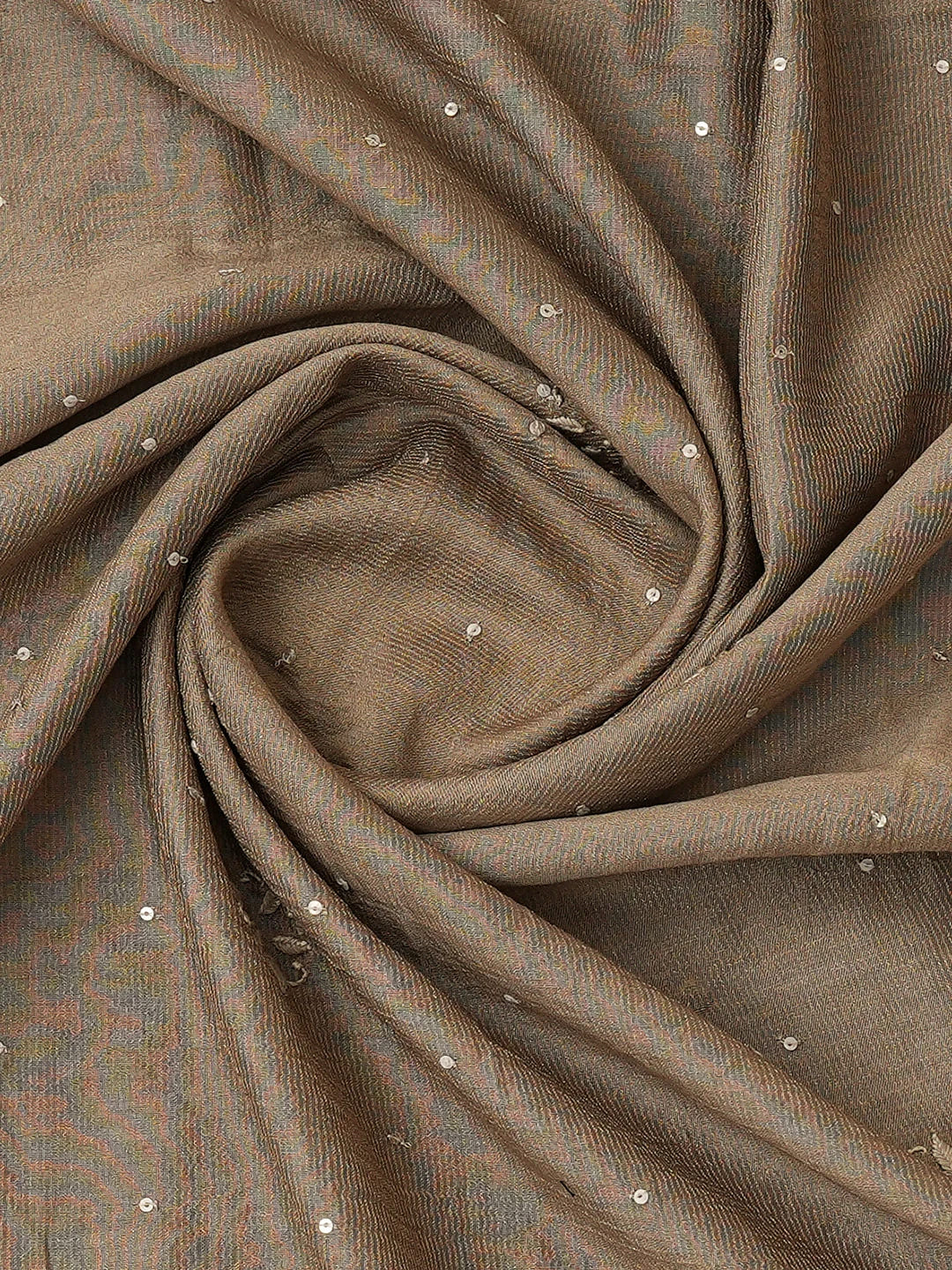 Ada Hand Embroidered Chamoisee Brown Tissue Lucknowi Chikankari Semi-Stitched Kurta Dupatta Set With Cutdana Work 01A345131