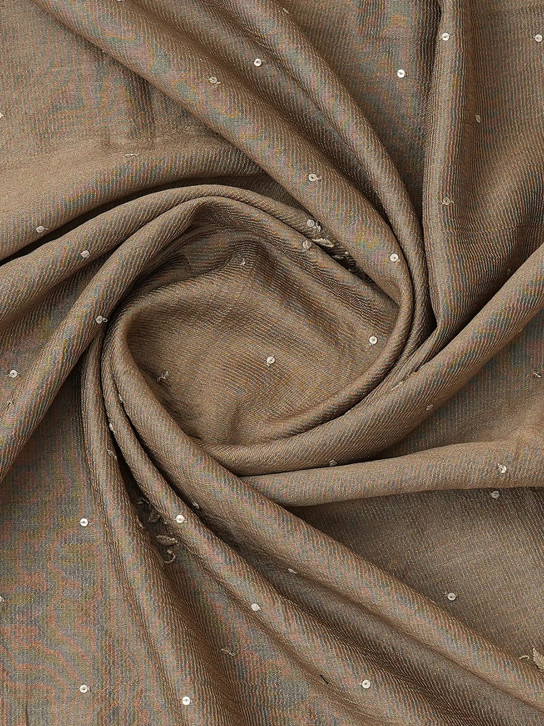 Ada Hand Embroidered Chamoisee Brown Tissue Lucknowi Chikankari Semi-Stitched Kurta Dupatta Set With Cutdana Work 01A345131
