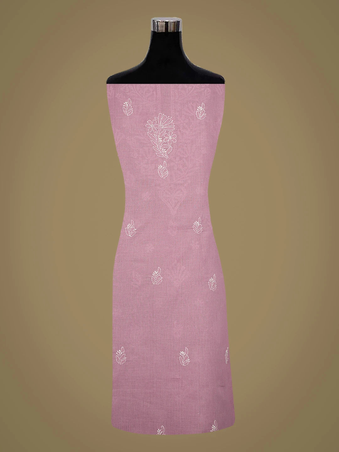Ada Hand Embroidered Dark Mauve Cotton Lucknowi Chikankari Unstitched Kurta Piece 01A725142