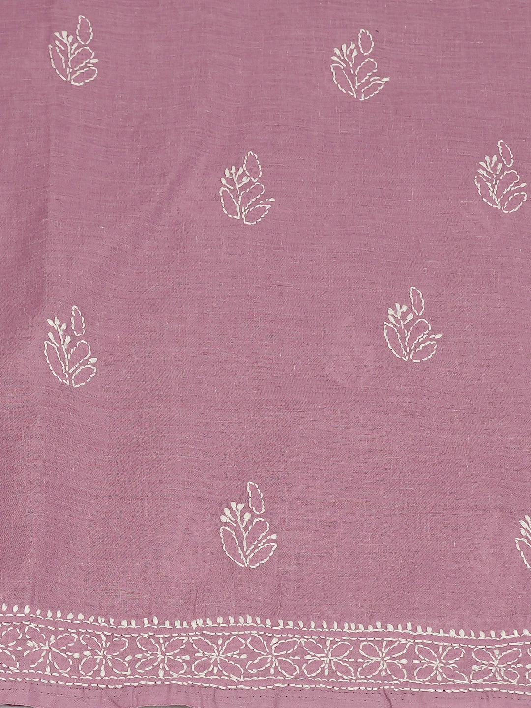 Ada Hand Embroidered Dark Mauve Cotton Lucknowi Chikankari Unstitched Kurta Piece 01A725142
