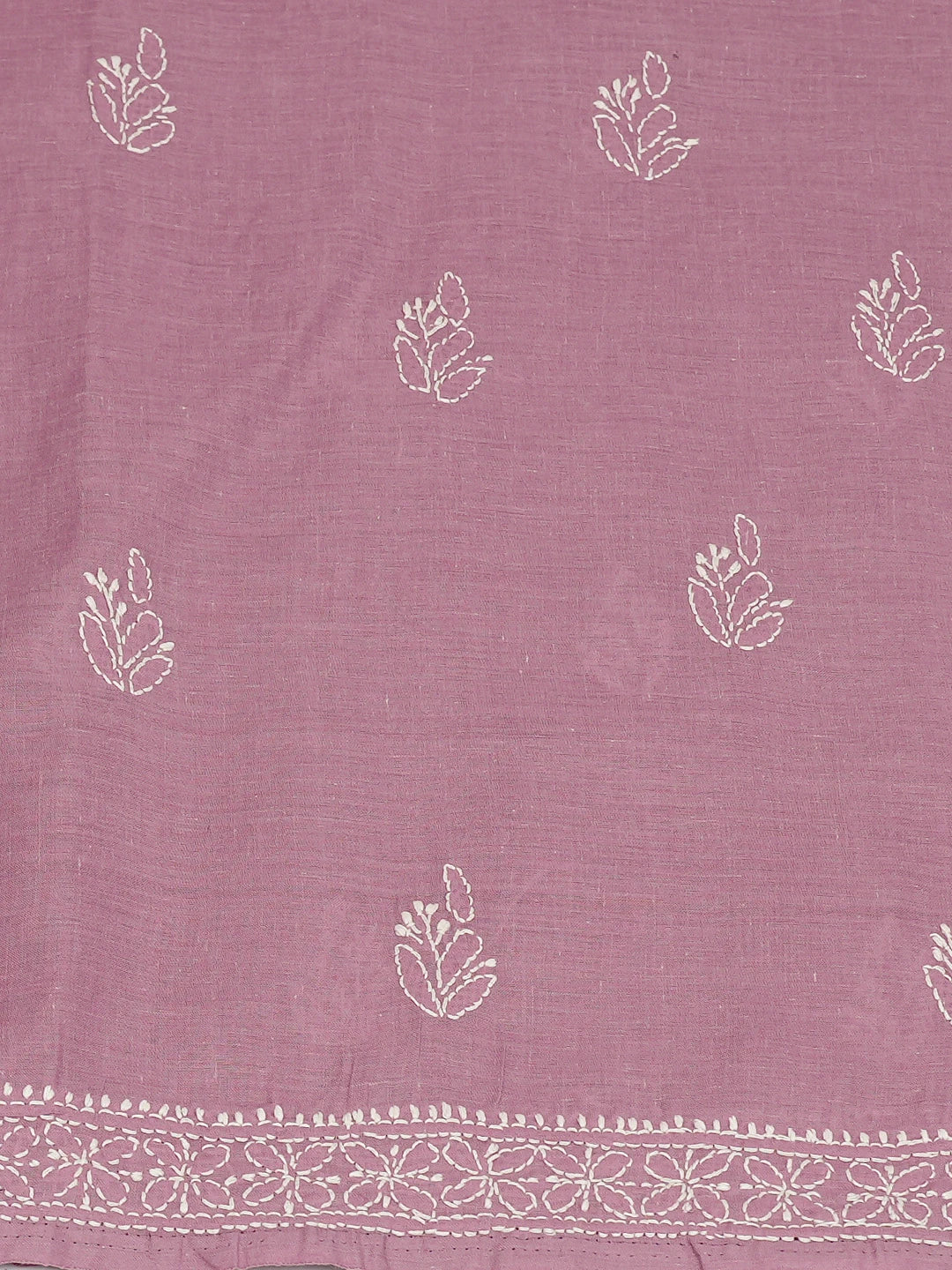 Ada Hand Embroidered Dark Mauve Cotton Lucknowi Chikankari Unstitched Kurta Piece 01A725142