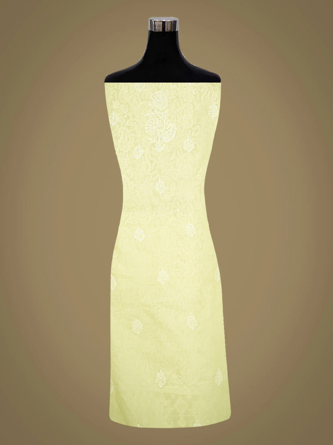 Ada Hand Embroidered Lemon Cotton Lucknowi Chikankari Unstitched Kurta Piece 01A711933