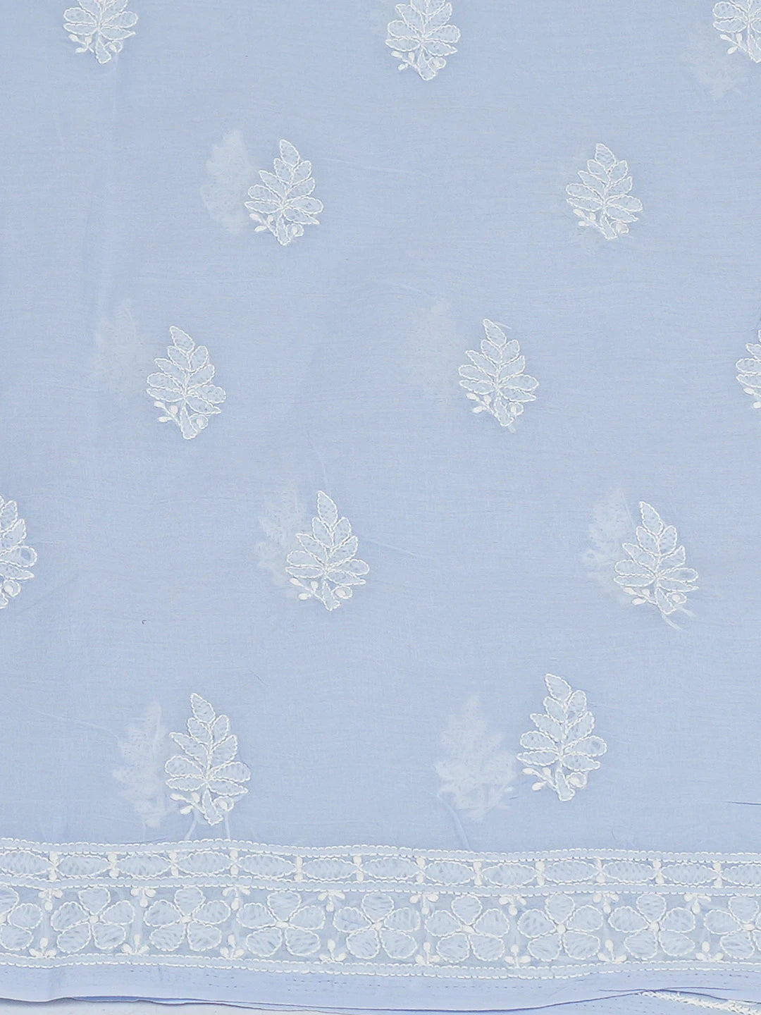 Ada Hand Embroidered Baby Blue Cotton Lucknowi Chikankari Unstitched Kurta Piece 01A734447